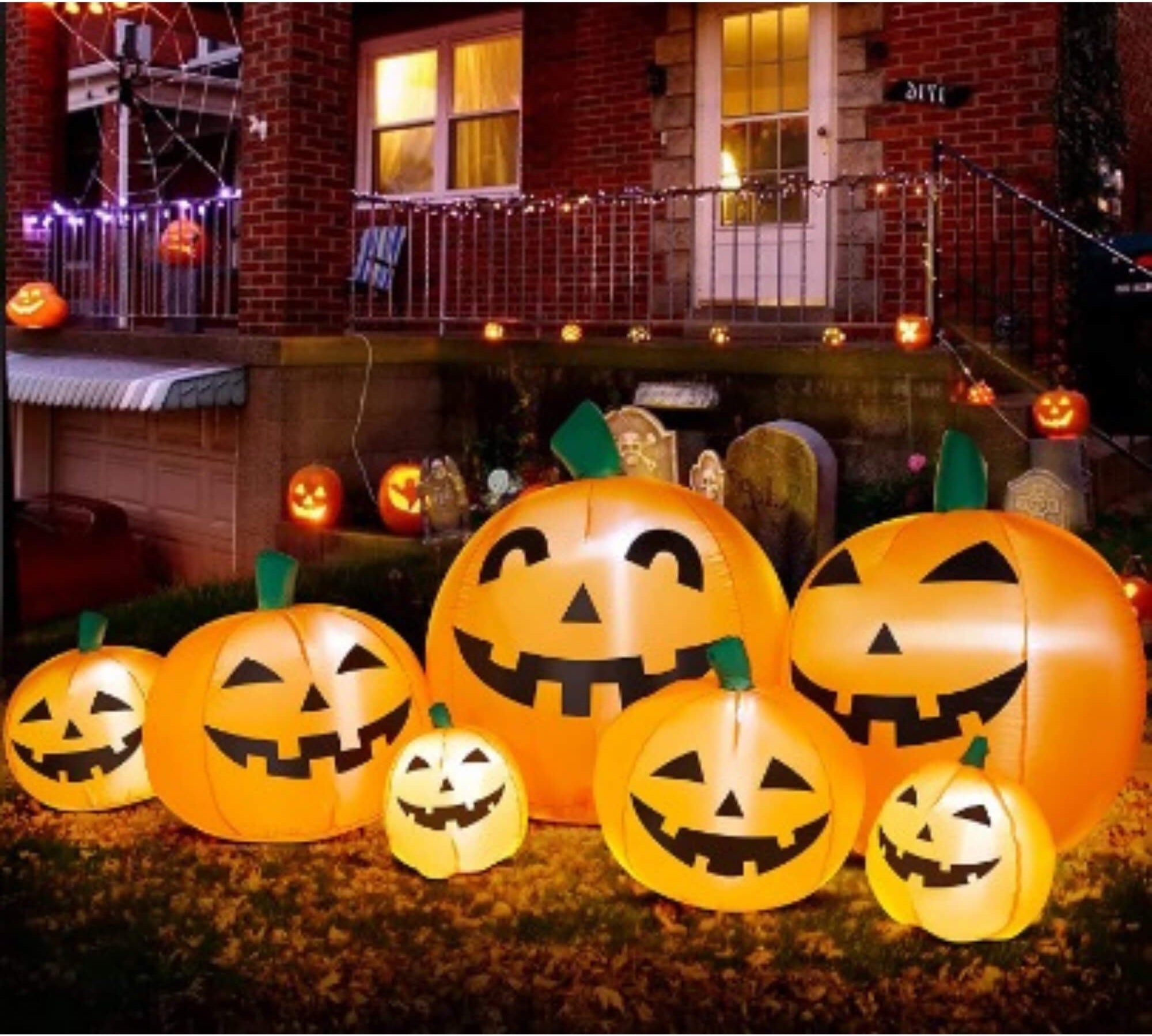 Inflatable pumpkin Halloween decoration, outdoor display