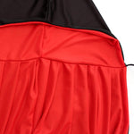 Red and black Halloween cloak costume, close-up view