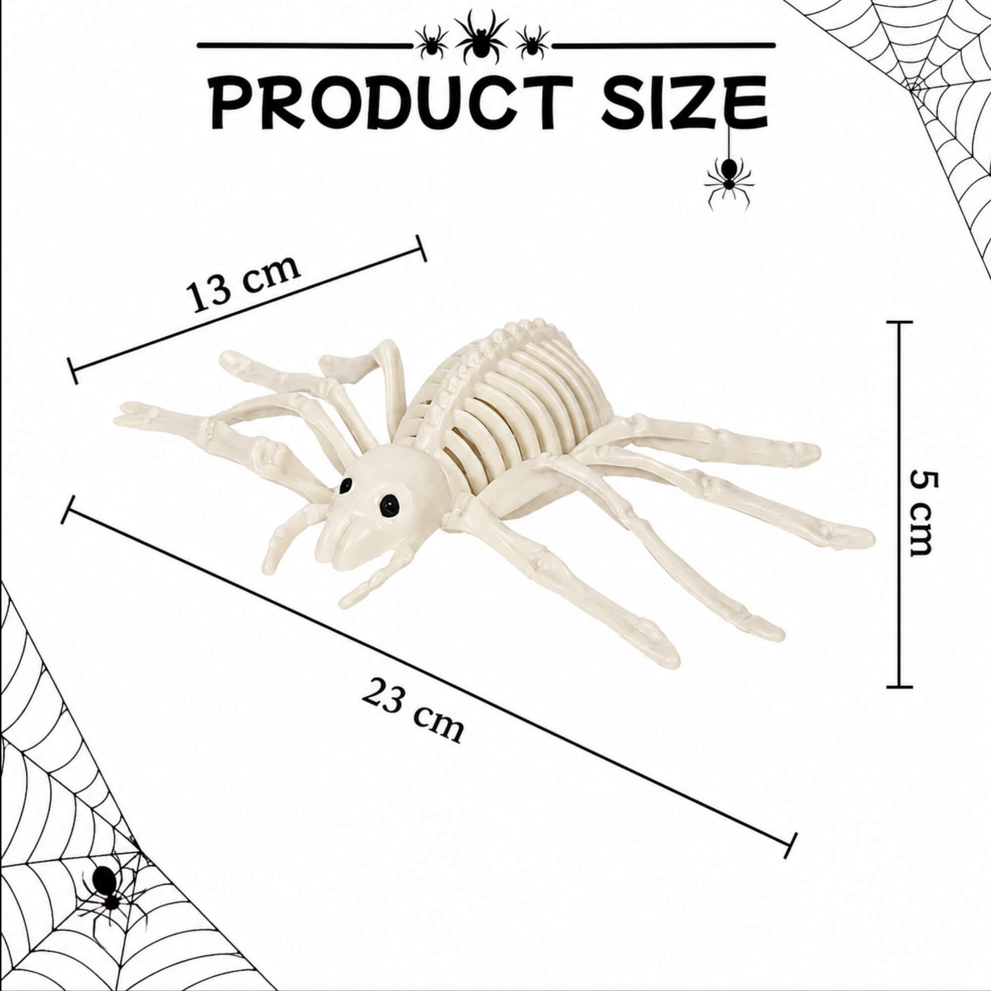 Skeleton spider Halloween decoration prop, size guide
