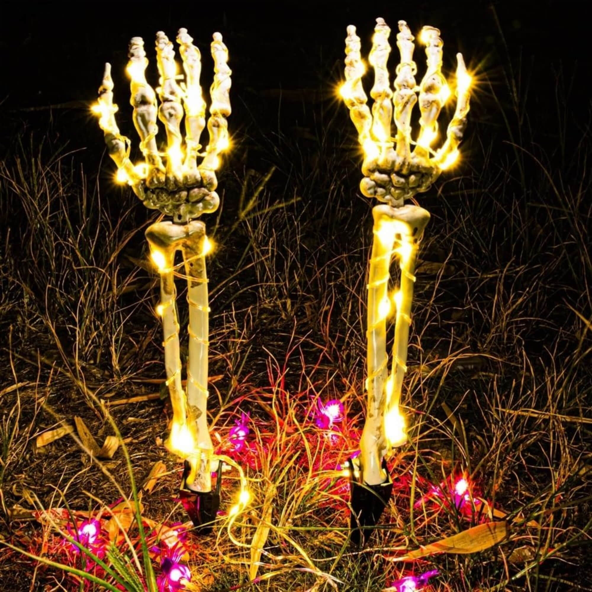 Skeleton hands emerging from the ground Halloween decoration