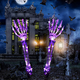 Purple LED light-up skeleton hand Halloween garden stake decoration