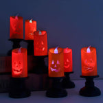Small LED tealight candle Halloween decoration, lit at night