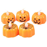 Small orange pumpkin LED tealight candle Halloween decoration