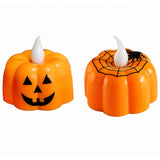 Small orange pumpkin LED tealight candle Halloween decoration