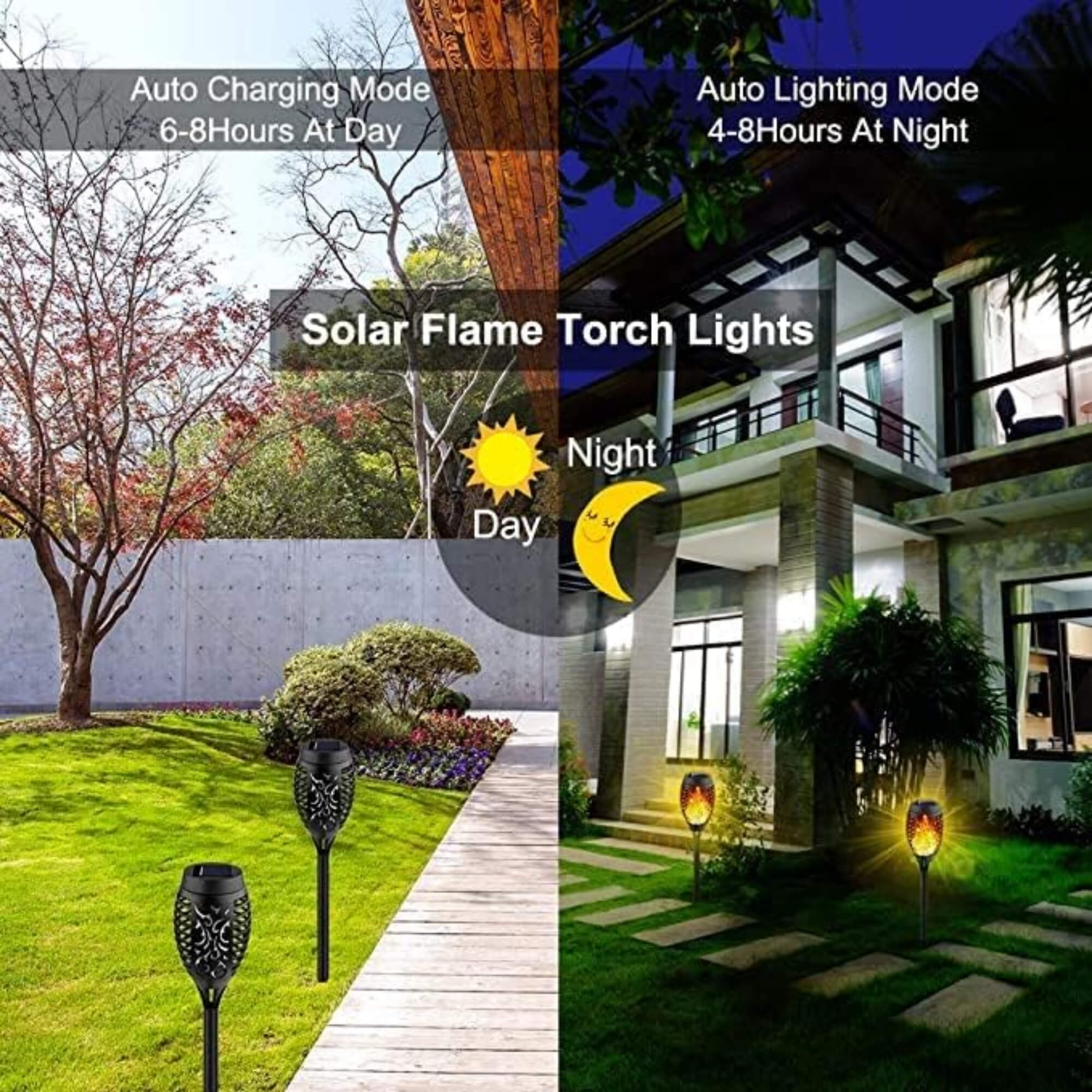 Solar-powered Halloween tiki torch garden light