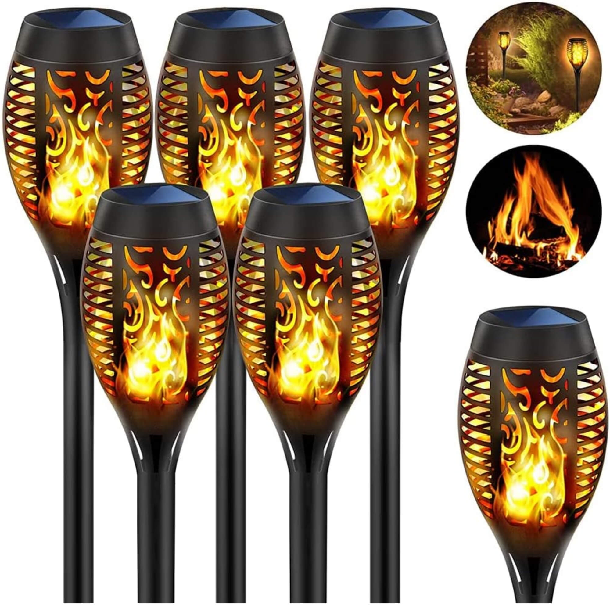 Solar-powered Halloween tiki torch garden light