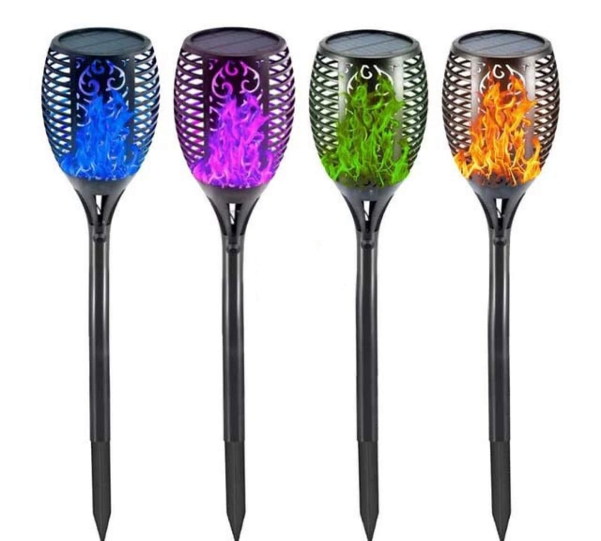 Solar-powered Halloween tiki torch garden light