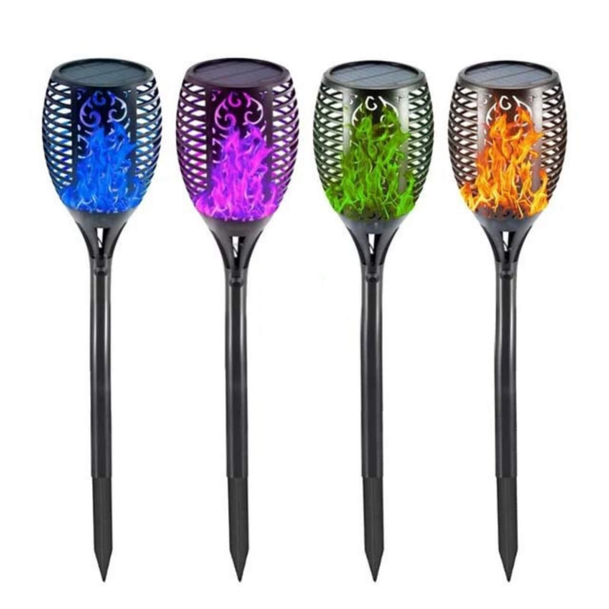 Solar-powered Halloween tiki torch garden light