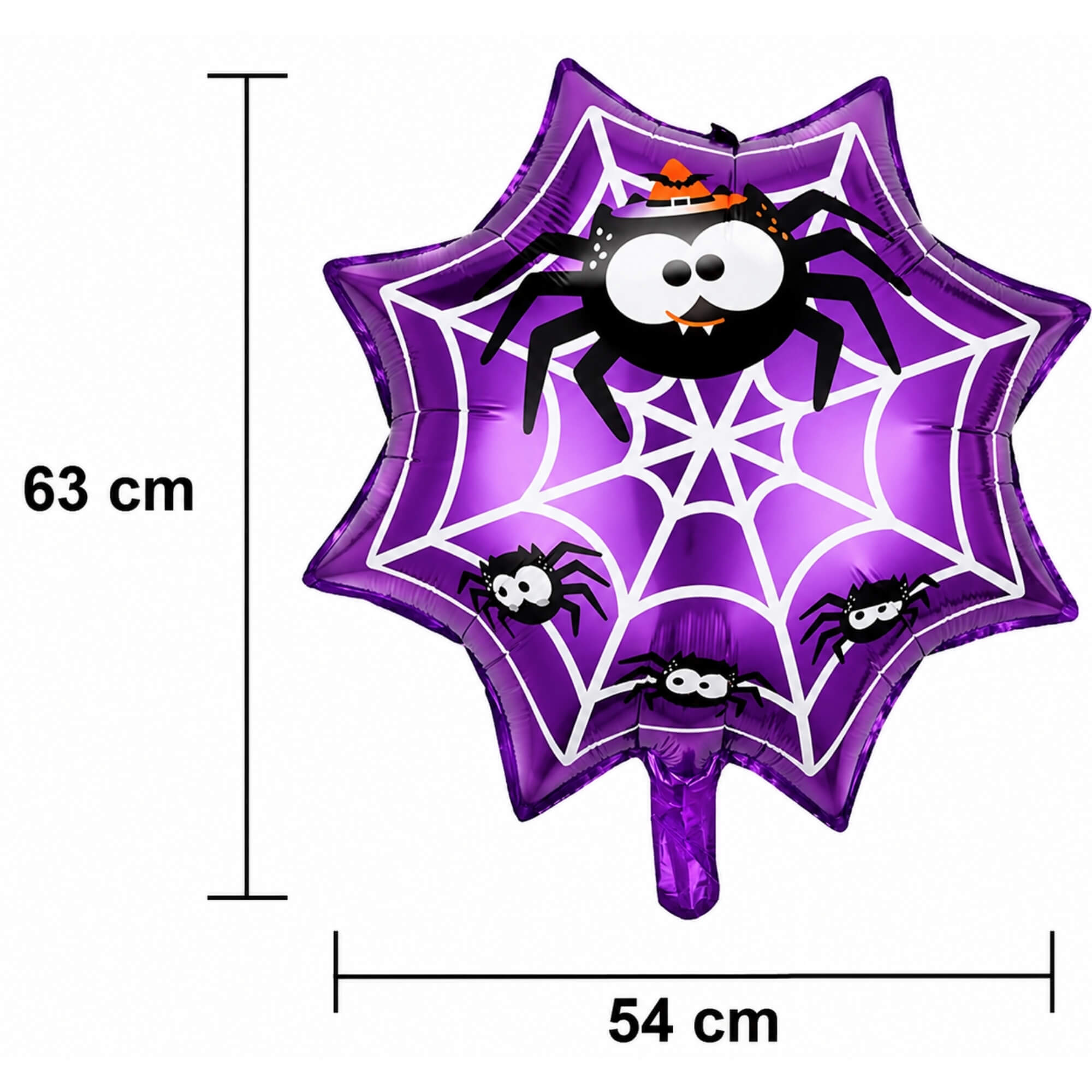 Spider design foil balloon Halloween decoration, size guide