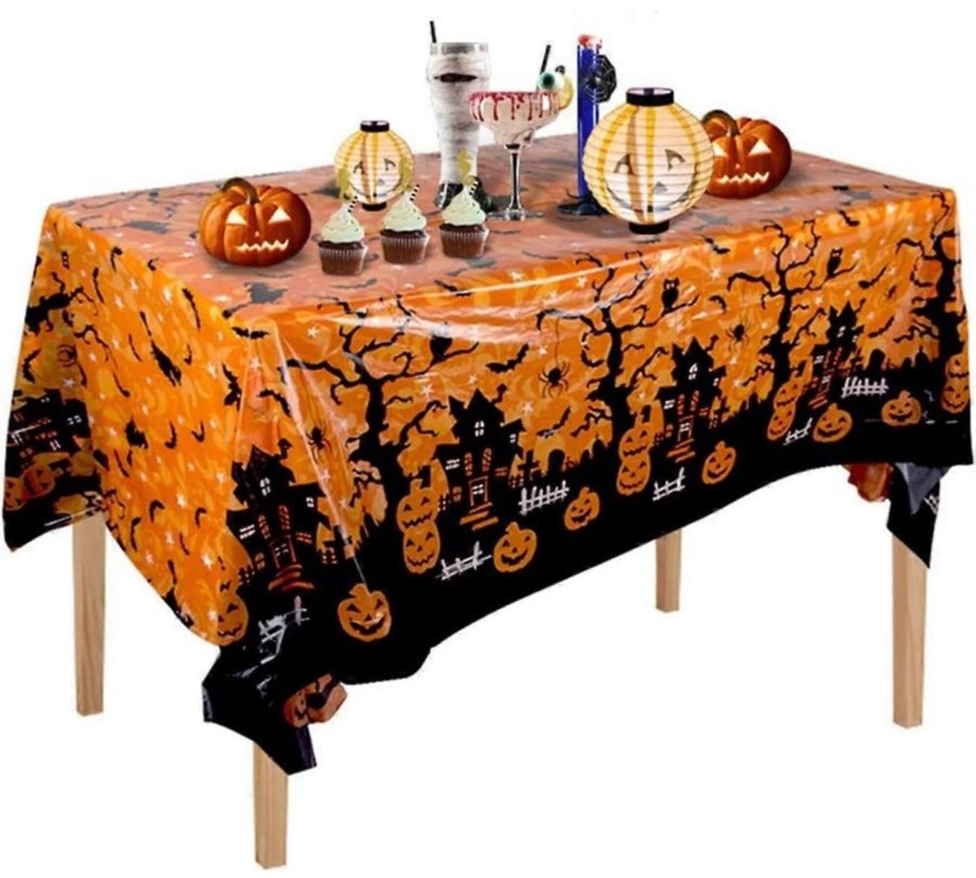 Halloween party tablecloth, table setting