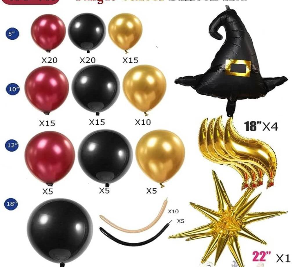 Harry Potter party supplies balloon arch kit contents