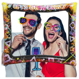 Inflatable photo booth frame with party props for instant photos