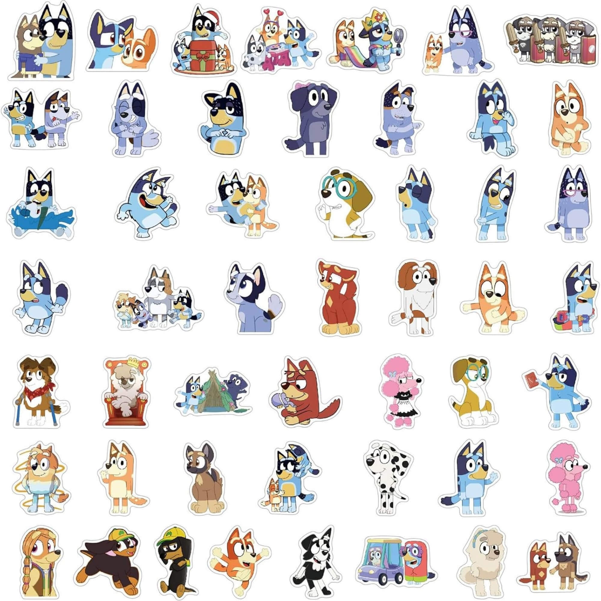 Bluey party stickers, design list, second view