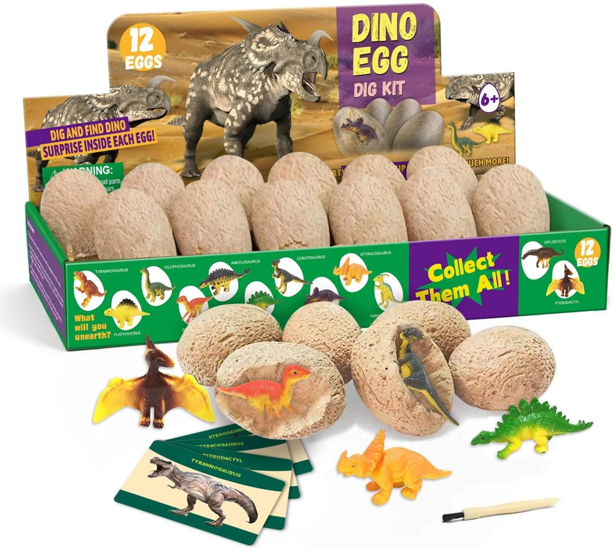 Dinosaur egg fossil dig kit, in the box