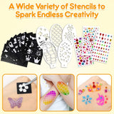 Kids face paint set with stencils, stencil designs