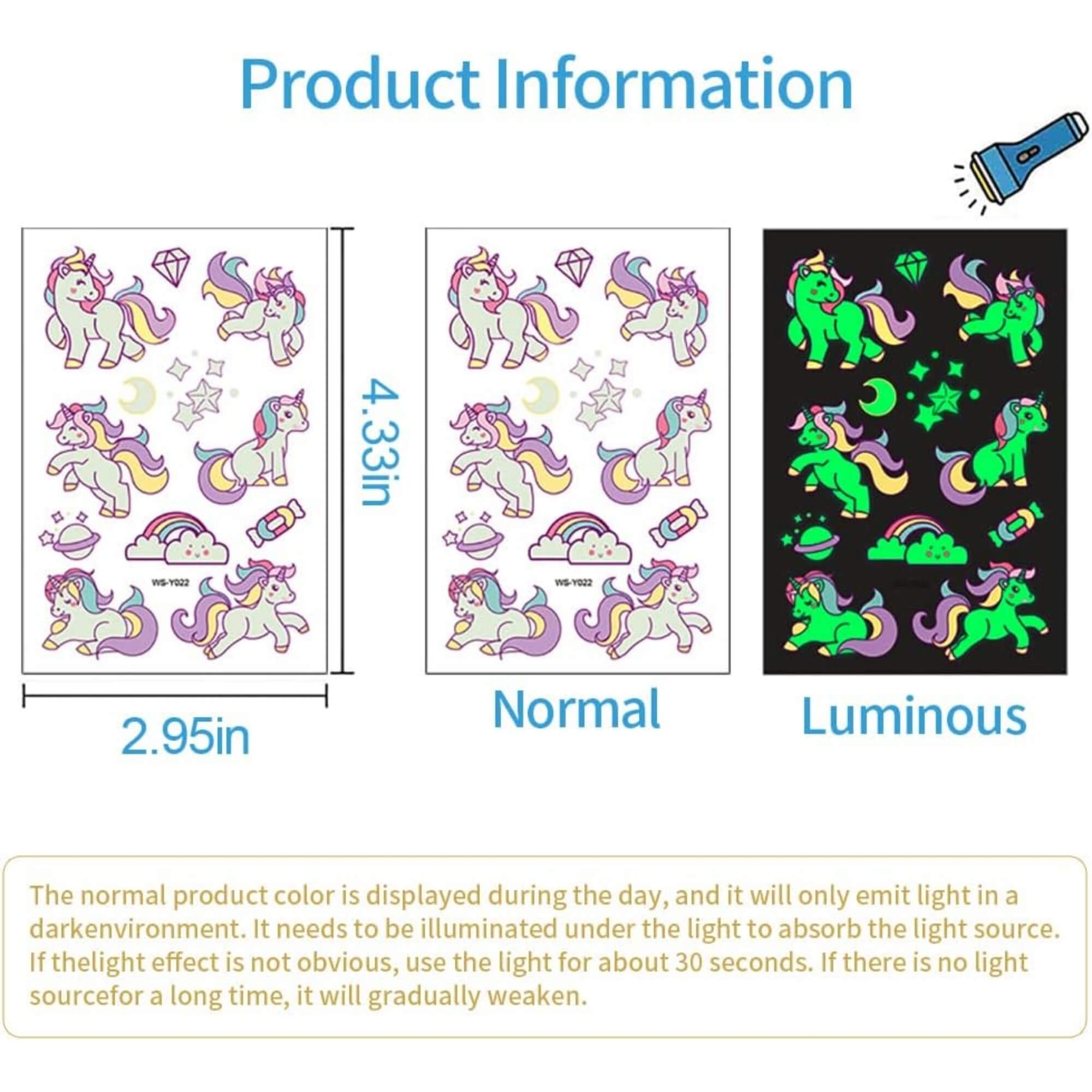 Glow disco temporary tattoos, product information