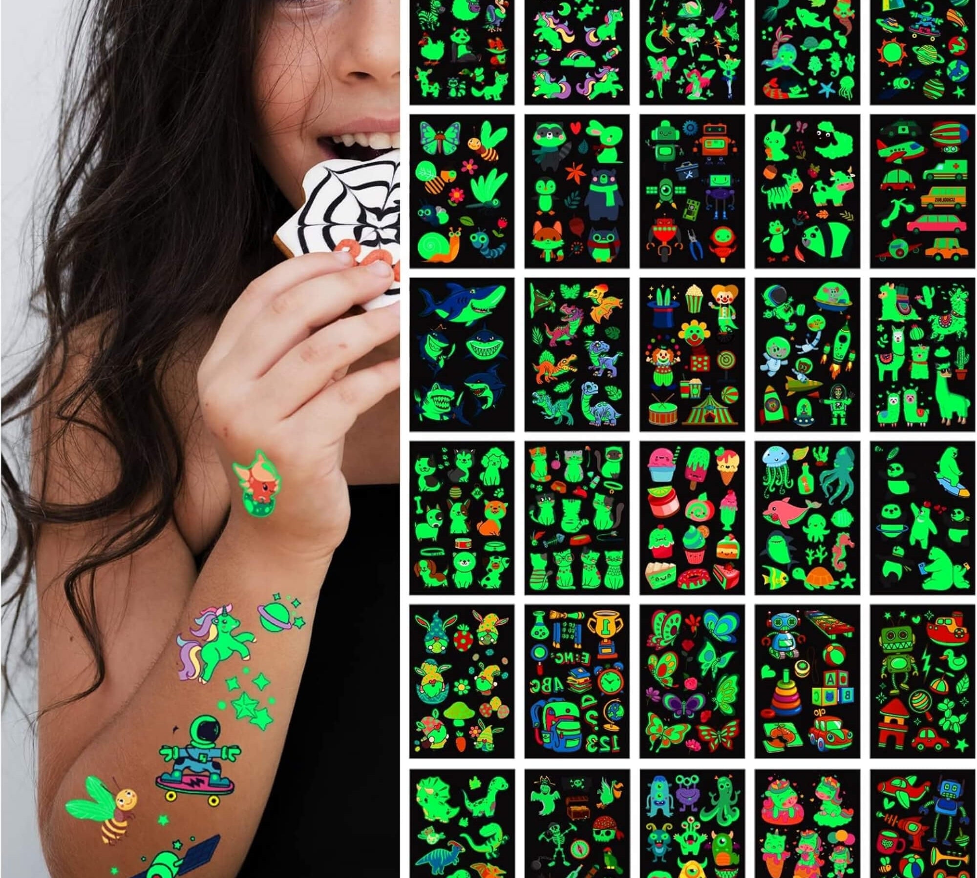 Glow disco temporary tattoos for a kids party