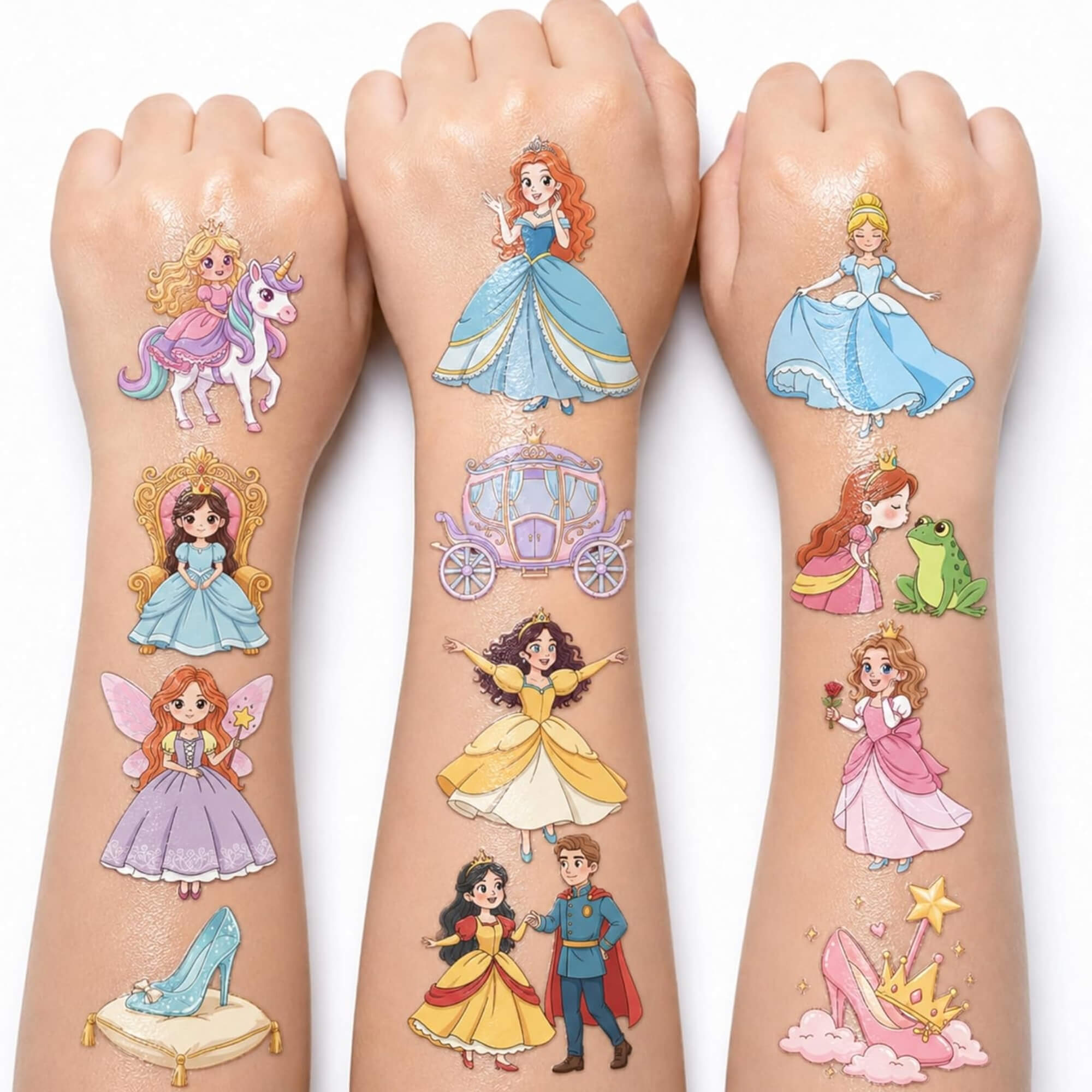 Princess temporary tattoos for a kids party