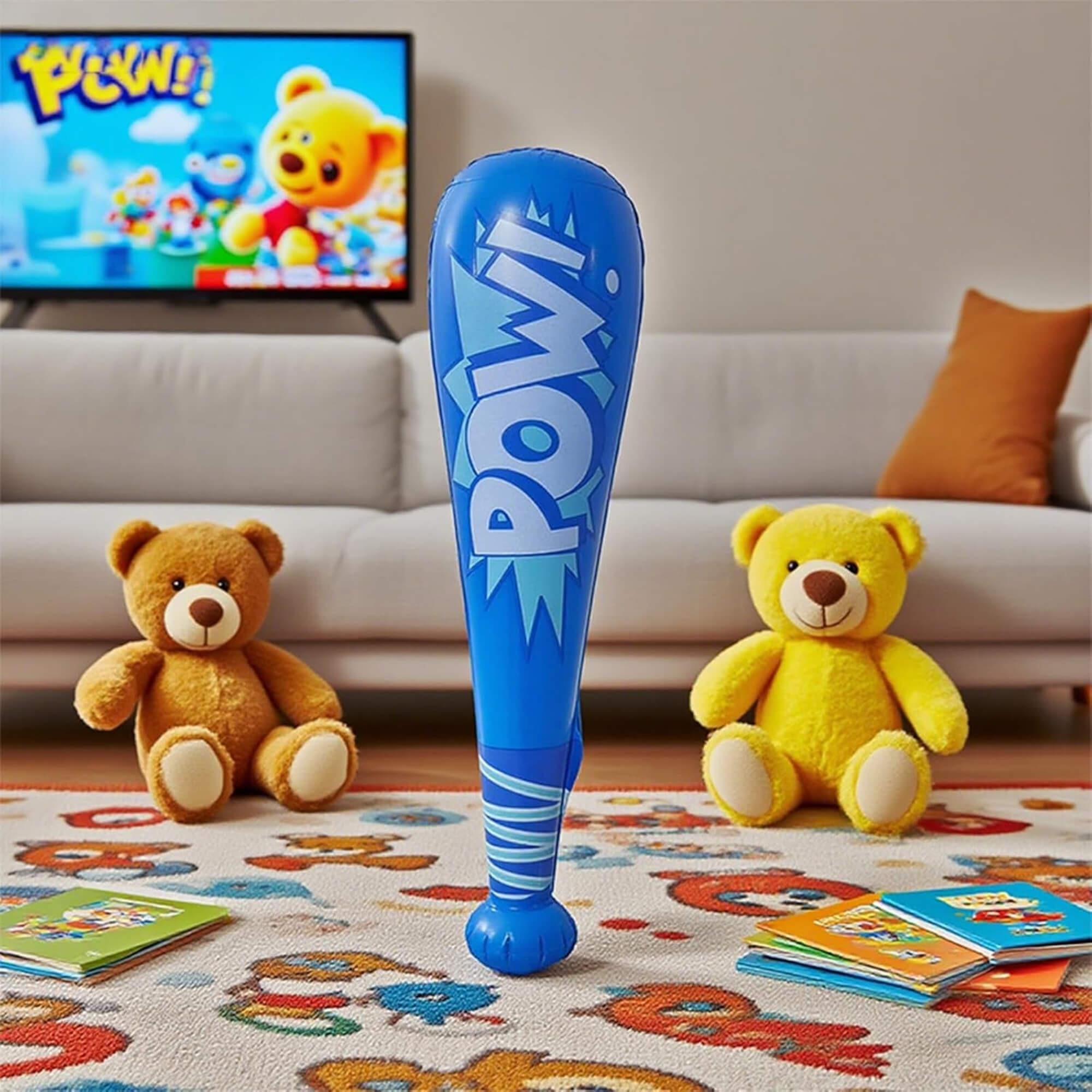Superhero inflatable bats, with teddies