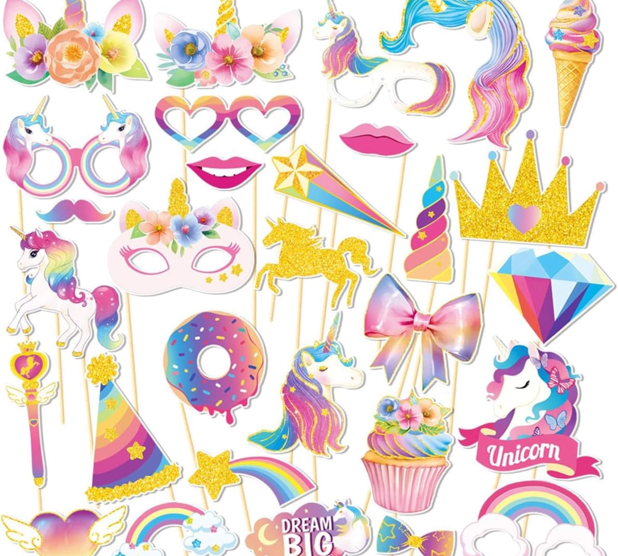 Unicorn party photo props for kids