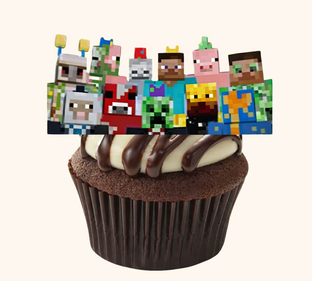 Pixel-perfect Minecraft-themed cake topper