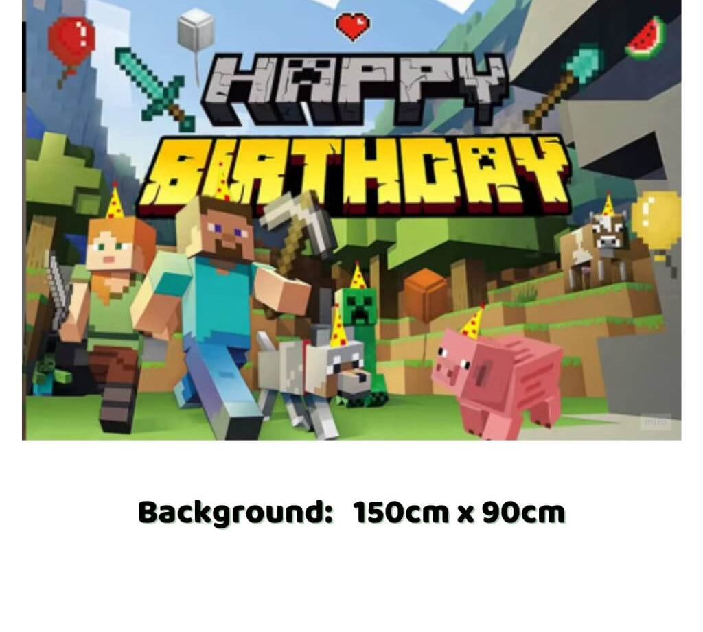 Minecraft party supplies backdrop banner