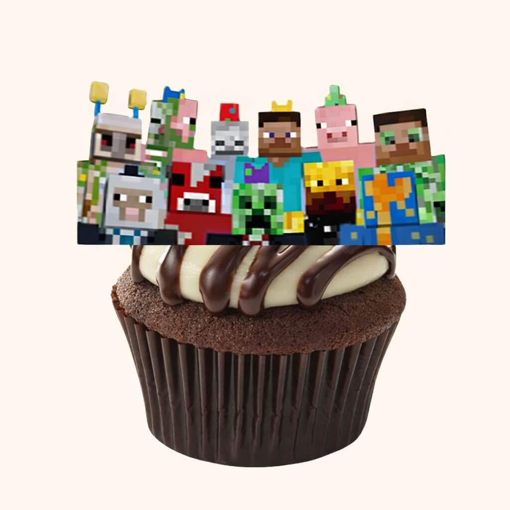 Pixel-perfect Minecraft-themed cake topper