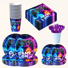 Complete 20-piece Minecraft-themed party tableware set