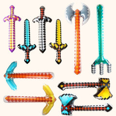 Jumbo inflatable pixel weapons for Minecraft party games
