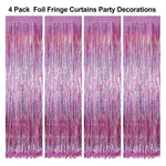Pink foil fringe curtain party backdrop, pack of 4