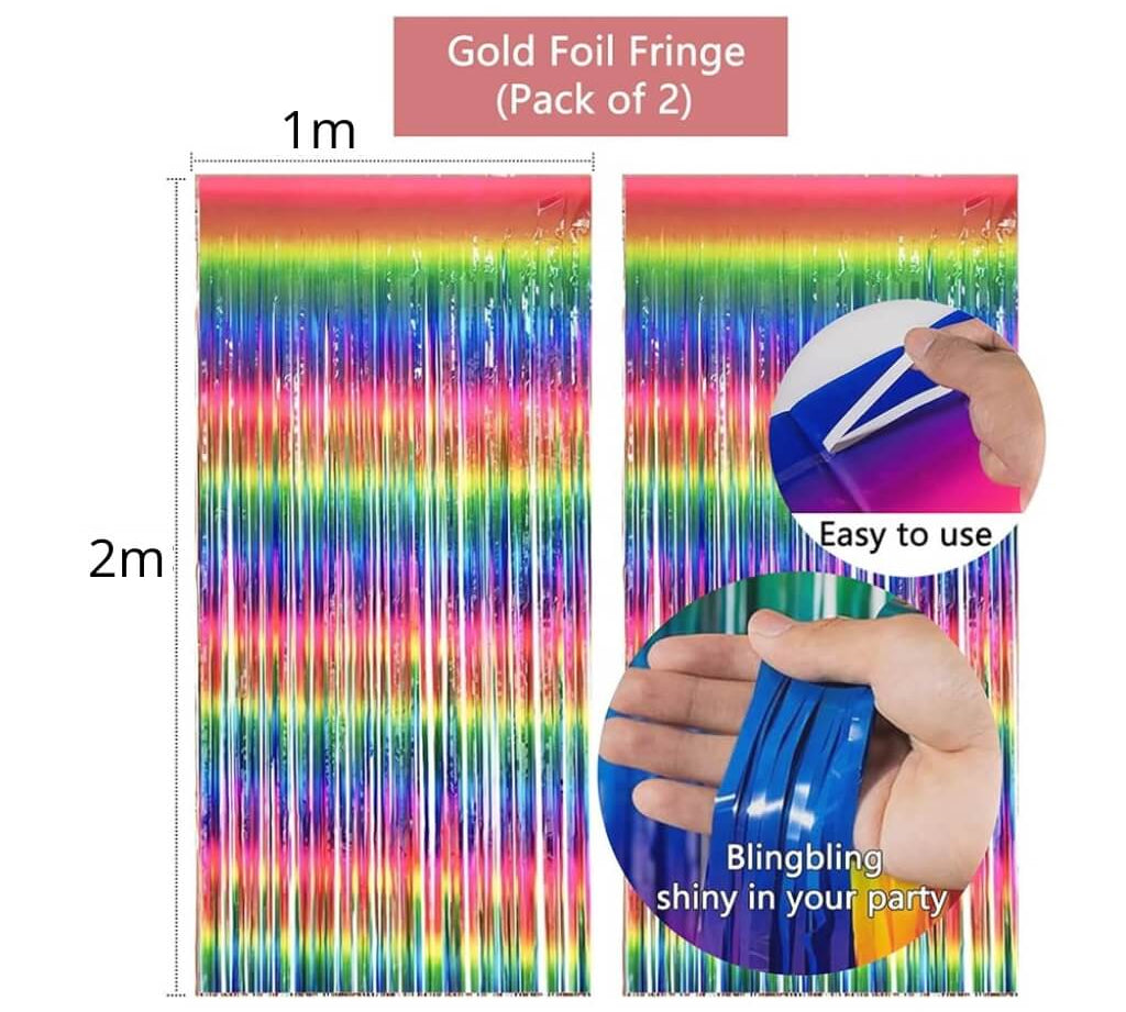 Unicorn rainbow party supplies foil fringe curtain backdrop