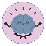 Cartoon brain with arms and legs on a pink background. Reduce decision fatigue and easy to organise kids party or organise kids party without too much work 