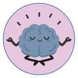 Cartoon brain with arms and legs on a pink background. Reduce decision fatigue and easy to organise kids party or organise kids party without too much work 