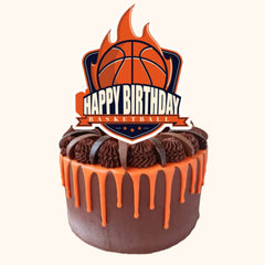 Basketball-themed cake topper for sports parties