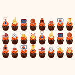 Sports-themed cupcake toppers with team spirit designs