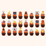 Sports-themed cupcake toppers with team spirit designs