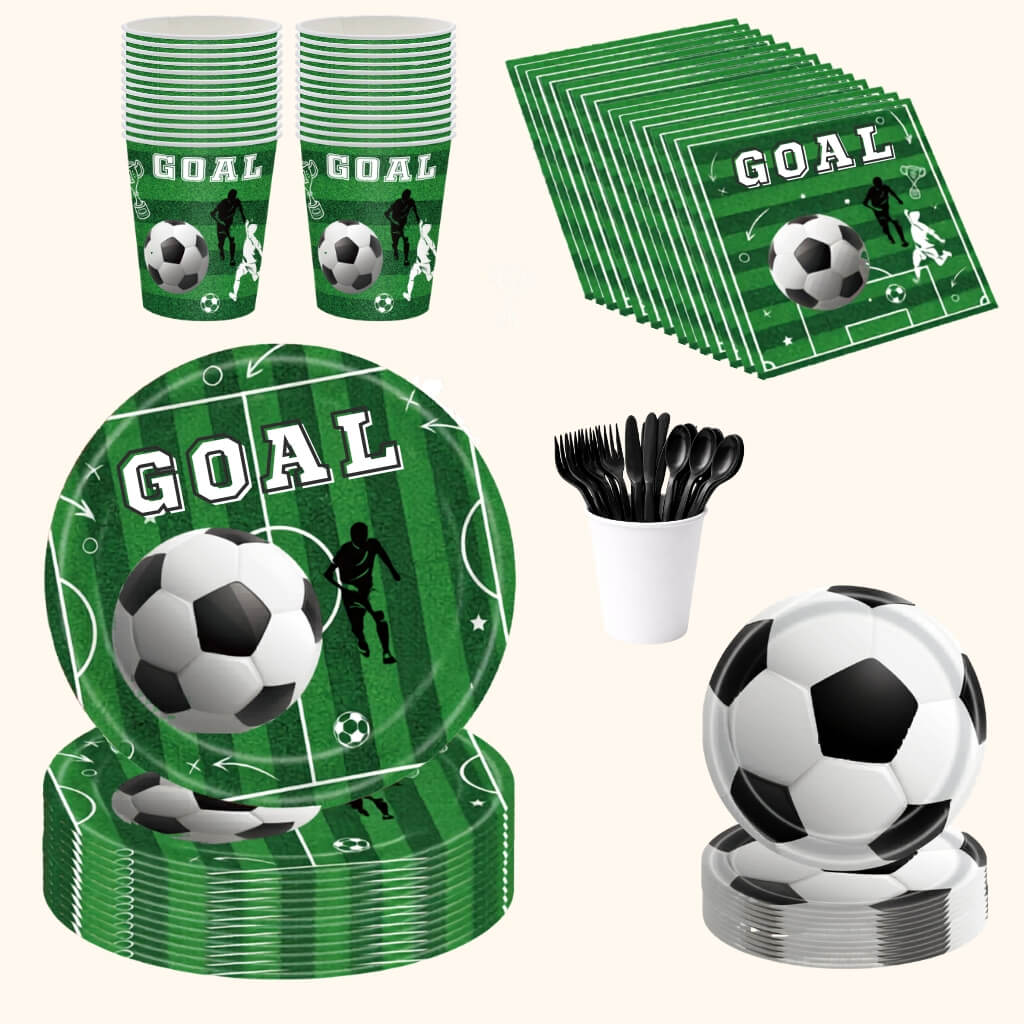 Complete 20-piece sports-themed party tableware set