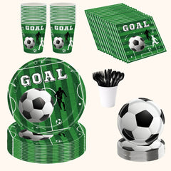Complete 20-piece sports-themed party tableware set