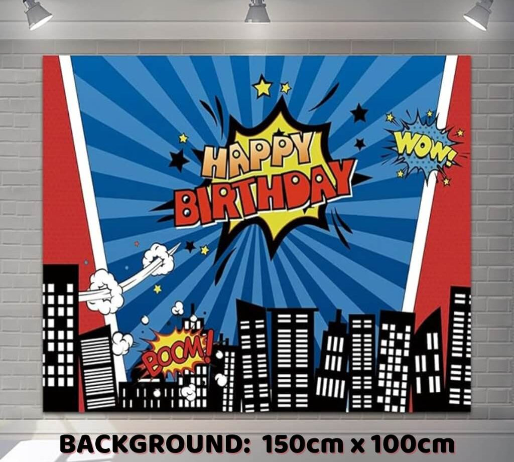 Superhero party supplies backdrop banner