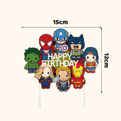 Superhero-themed cake topper for birthday cakes