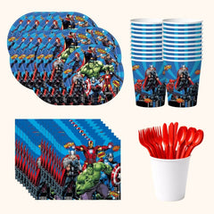 Complete 20-piece superhero-themed party tableware set