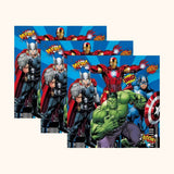 Superhero-themed party napkins with fun designs