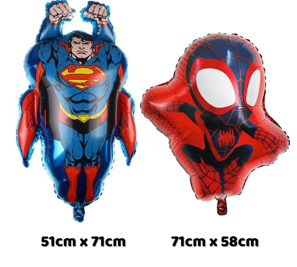 Superhero party supplies Superman and Spiderman foil balloons