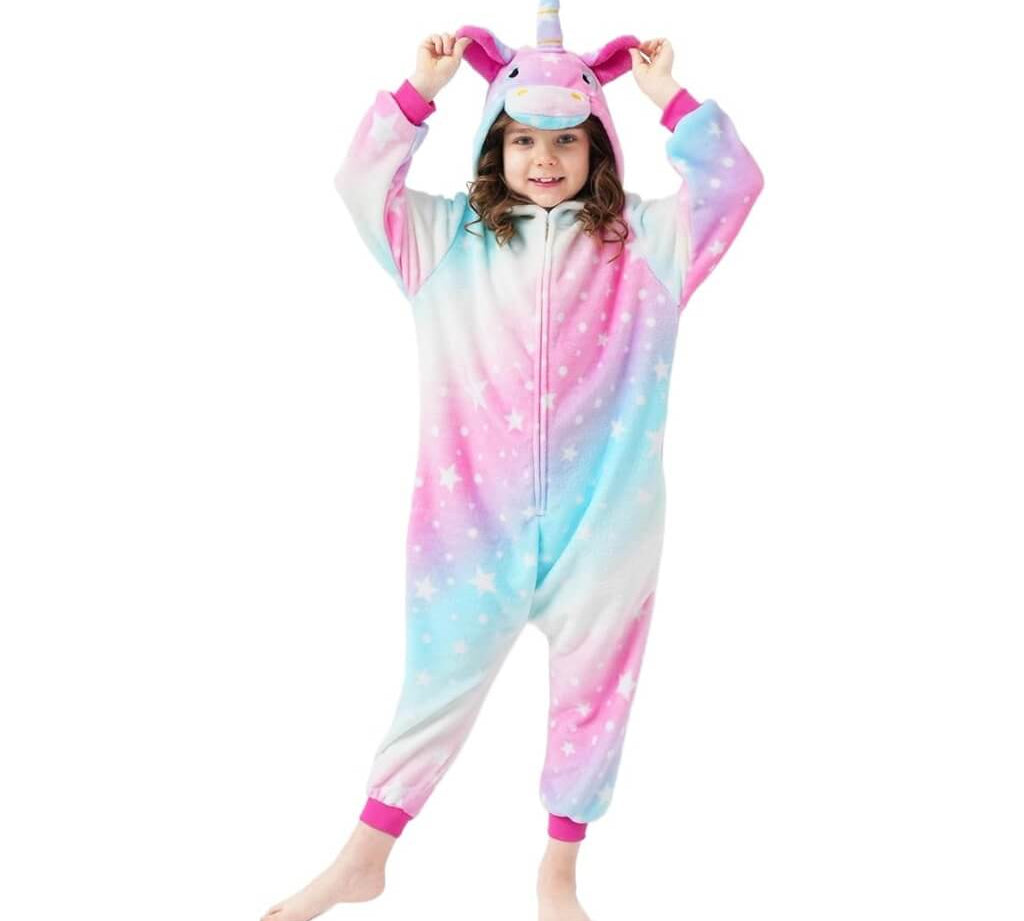 Unicorn costume onesie in a range of sizes for party wear
