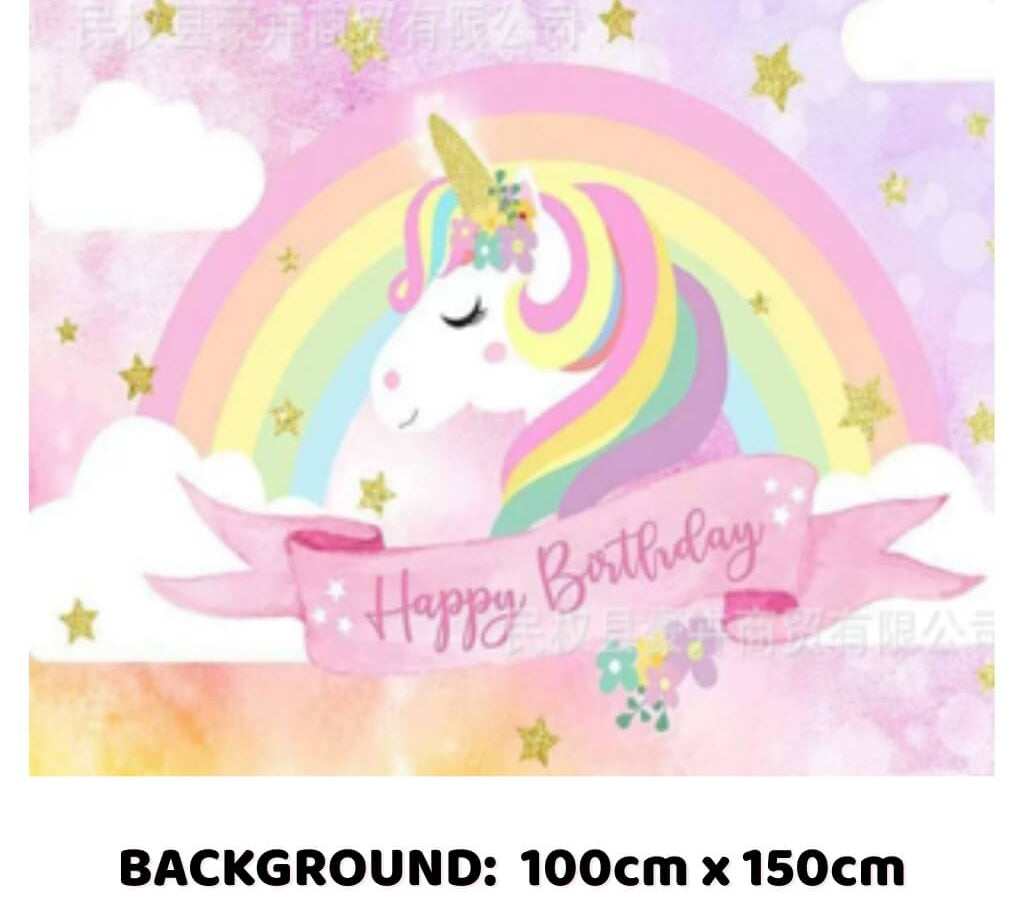 Unicorn rainbow party supplies backdrop banner