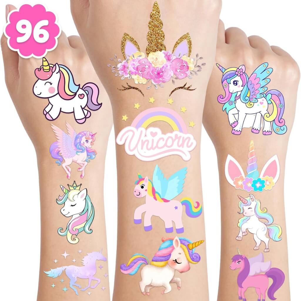 Pack of 80 unicorn temporary tattoos for party favors